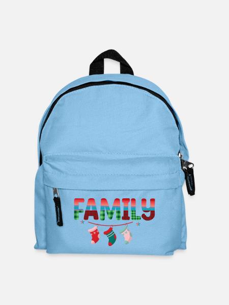 Weihnachtsfamilie mit hängenden Socken - Kinder Rucksack - Hellblau