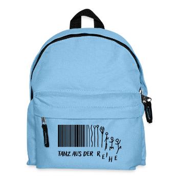 "Tanz aus der Reihe" Strichmännchen Strichcode - Kinder Rucksack - Hellblau - Vorne