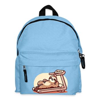 Entspanntes Faultier auf dem Laufband-Design - Kinder Rucksack - Hellblau - Vorne