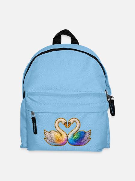 Regenbogenherz Schwanenpaar - Kinder Rucksack - Hellblau