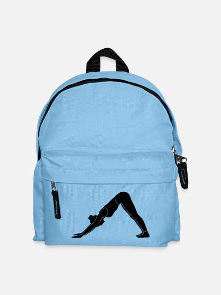 Downward Facing Dog Yoga Silhouette - Kids' Backpack - light blue