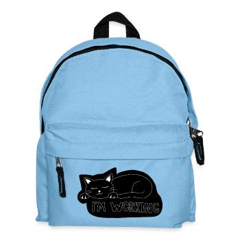 Schlafende Katze bei der Arbeit - Kinder Rucksack - Hellblau - Vorne