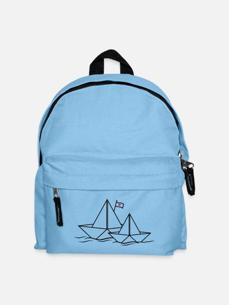 Papierboote Papierschiff Schiffe Boote Liebe Paare - Kinder Rucksack - Hellblau