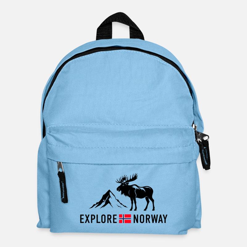Explore Norway | Skandinavien Norwegen Berge Natur - Kinder Rucksack - Hellblau
