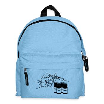 Hand mit Impfspritze und Gläsern - Kinder Rucksack - Hellblau - Vorne