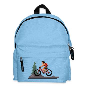 Fahrradfahrer Pixel Art - Kinder Rucksack - Hellblau - Vorne