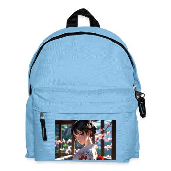 Farbenfrohe Geisha in traditioneller Eleganz - Kinder Rucksack - Hellblau - Vorne