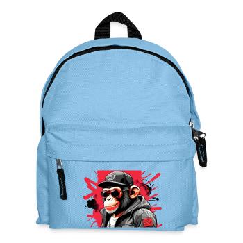 Cooler Affe mit Sonnenbrille und Kappe - Kinder Rucksack - Hellblau - Vorne