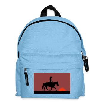 Western Reiter Sonnenuntergang - Kinder Rucksack - Hellblau - Vorne