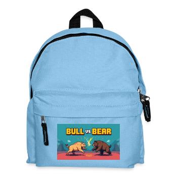 Pixel Art Kampf Stier gegen Bär - Kinder Rucksack - Hellblau - Vorne