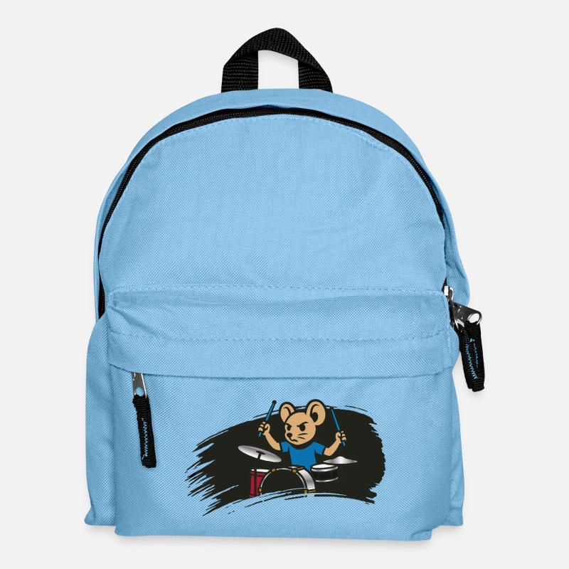 Schlagzeug spielende Maus im Comic Stil - Kinder Rucksack - Hellblau