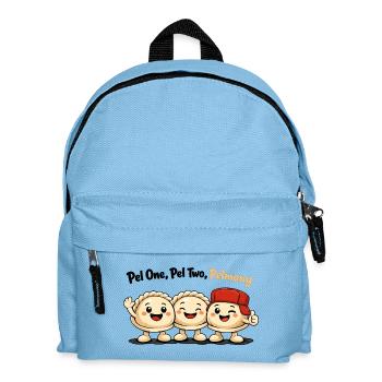 Pel One, Pel Two, Pelmany – Pelmeni Friends - Kids' Backpack - light blue - Front