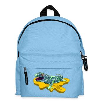 Lézard sur un étang jaune fluo - Sac à dos Enfant - bleu clair - Devant