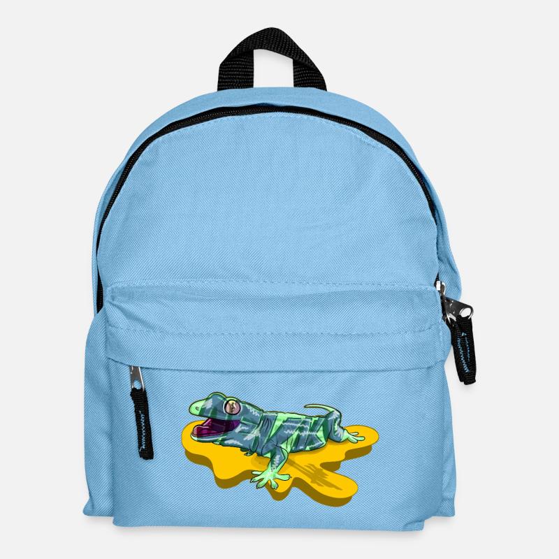 Eidechse auf neongelbem Teich - Kinder Rucksack - Hellblau