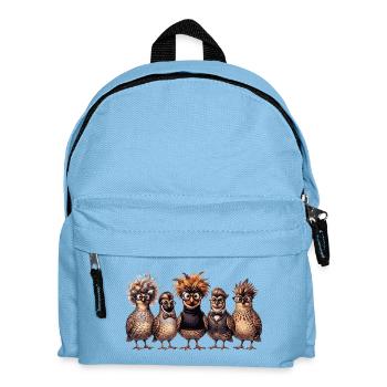 Coole WachtelBande | Lustiges Federvieh mit Brille - Kinder Rucksack - Hellblau - Vorne