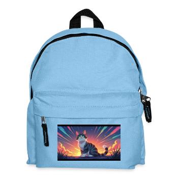 Katze im Abendlicht - Kinder Rucksack - Hellblau - Vorne