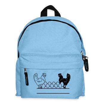 Hähnchen dunkles und helles Monogramm - Kinder Rucksack - Hellblau - Vorne