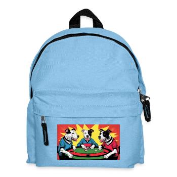 Funny Dogs "Poker" - Kinder Rucksack - Hellblau - Vorne