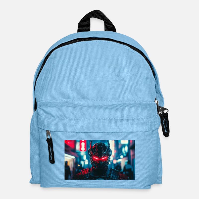 Futuristisches schwarz-rotes Kriegergesicht - Kinder Rucksack - Hellblau
