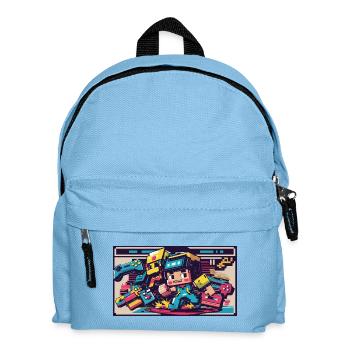 Voxel Gaming Held mit Retro-Design - Kinder Rucksack - Hellblau - Vorne