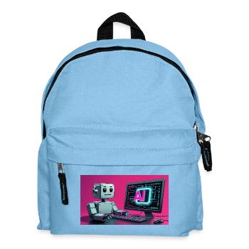 Robot IA futuriste et écran technologique - Sac à dos Enfant - bleu clair - Devant