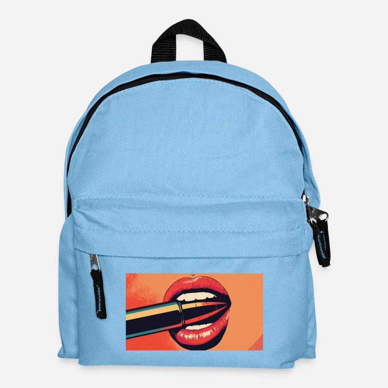 Lippen PopArt Kuss - Kinder Rucksack - Hellblau