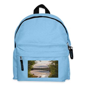 Reflection on the lakeshore: evening rest - Kids' Backpack - light blue - Front