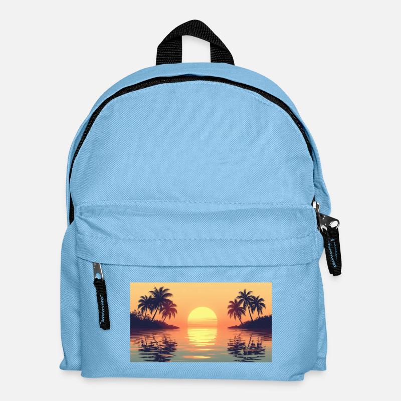 Coucher de soleil sur une île tropicale - Sac à dos Enfant - bleu clair