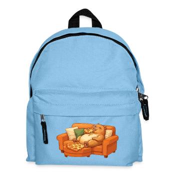 Capybara Sofa Pizza Relaxed Relax Motif - Kids' Backpack - light blue - Front