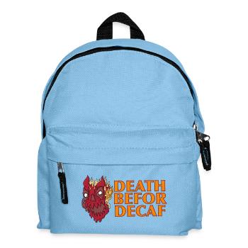 Death before Decaf: Flames Skull - Kids' Backpack - light blue - Front