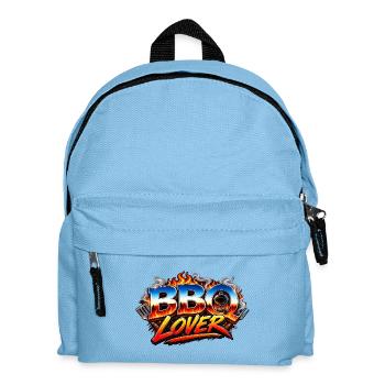 BBQ Lover Flames Logo - Kids' Backpack - light blue - Front