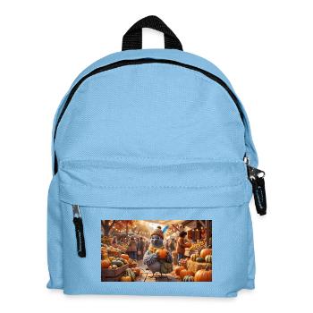 Cute Pigeon with Pumpkin at Autumn Market - Kids' Backpack - light blue - Front