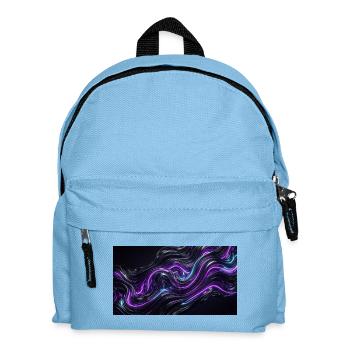 Абстрактные черные волны с неоновыми фиолетовыми и - Kids' Backpack - light blue - Front