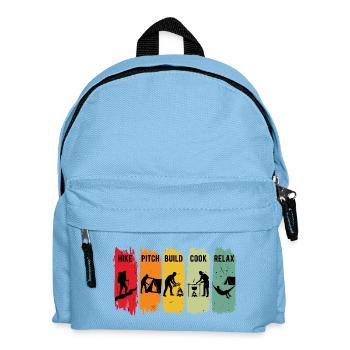 Retro Camping Steps Wanderung Pitch Camp Bushcraft - Kinder Rucksack - Hellblau - Vorne