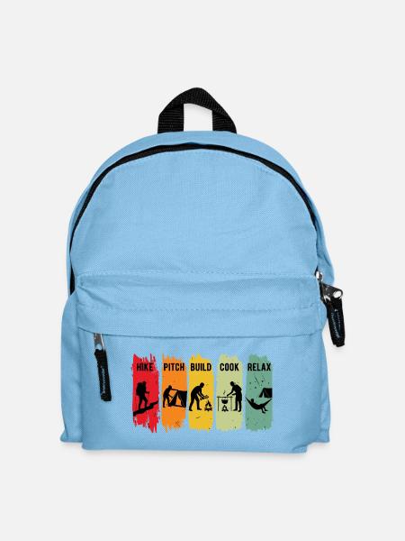 Retro Camping Steps Wanderung Pitch Camp Bushcraft - Kinder Rucksack - Hellblau
