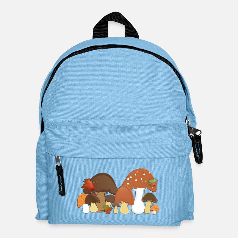 Autumn Mushrooms Forest Motifs Pattern - Kids' Backpack - light blue