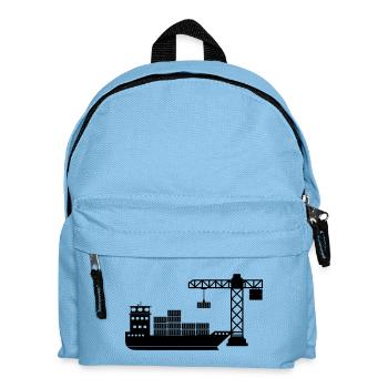 Sea container boat with crane unloading - Kids' Backpack - light blue - Front
