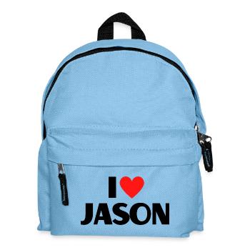 I love Jason Rotes Herz Liebe Fan Geschenk - Kinder Rucksack - Hellblau - Vorne