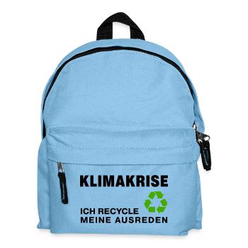 Climate crisis – I recycle my excuses - Kids' Backpack - light blue - Front