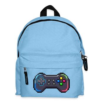 Retro-Gamepad Neon-Pixelstil - Kinder Rucksack - Hellblau - Vorne