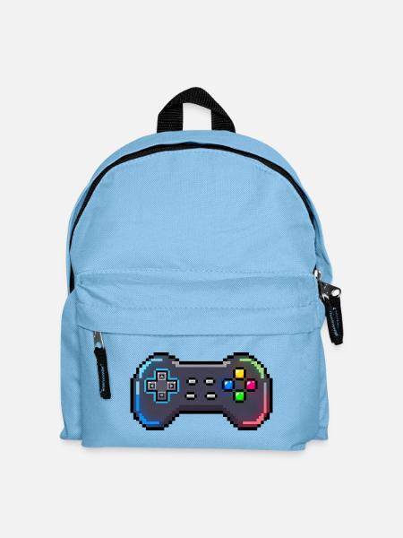 Retro-Gamepad Neon-Pixelstil - Kinder Rucksack - Hellblau