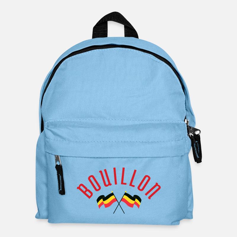 Bouillon Crossed Belgian Flags Emblem - Kids' Backpack - light blue