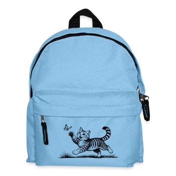 Cat playing with butterfly - Kids' Backpack - light blue - Front