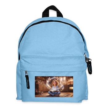 Magic of Reading: Girl with Flying Books in a Cozy - Kids' Backpack - light blue - Front