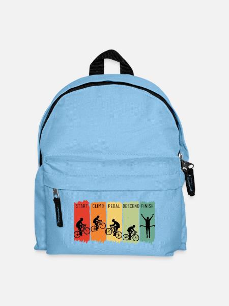 Retro Cycling Steps Start Climb Pedal Finish - Kinder Rucksack - Hellblau