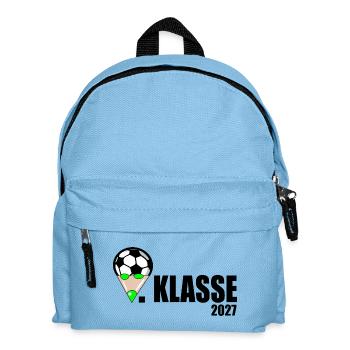 Schulkind 1. Klasse Fußball - Kinder Rucksack - Hellblau - Vorne