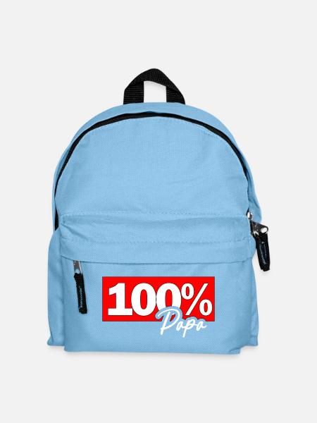 100% Papa Typo Grafik - Kinder Rucksack - Hellblau