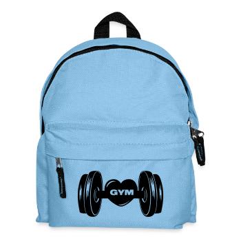 Fitness GYM Dumbbel Gewicht mit Herz - Kinder Rucksack - Hellblau - Vorne