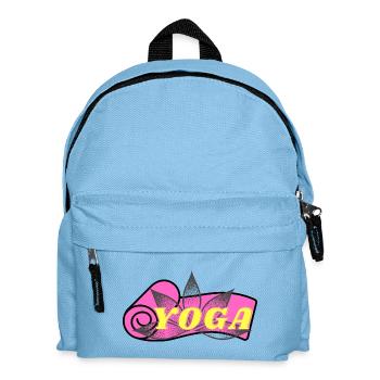 Yoga-Lotus: Gelbe Schrift auf Pink - Kinder Rucksack - Hellblau - Vorne