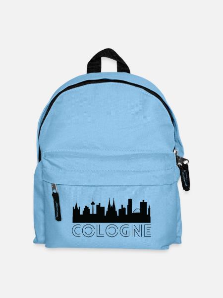 Cologne motif with silhouette of the city in white - Kids' Backpack - light blue